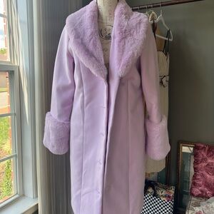 Baby Pink Pea Coat with Fur Trim size XS